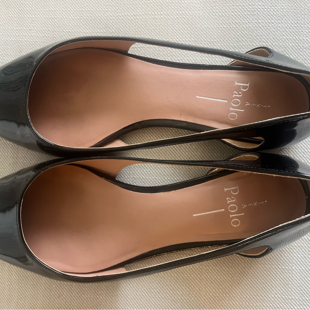 Paolo Black Patent Leather pointy flats Size 8
